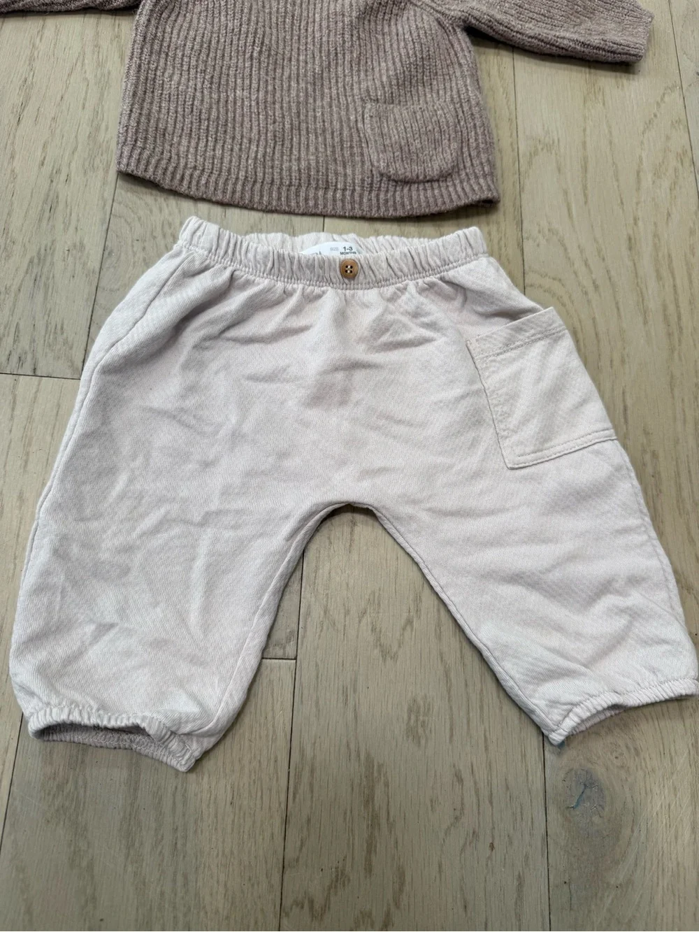 Zara Kids Three-Piece Cozy Sweater Set - Cream & Brown (2 sweaters, 1 pants)